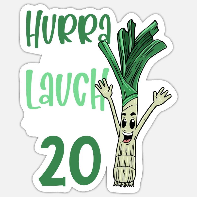 Hurra der Lauch wird 20 - Sticker Größe S (10 x 10 cm) - Mattweiß