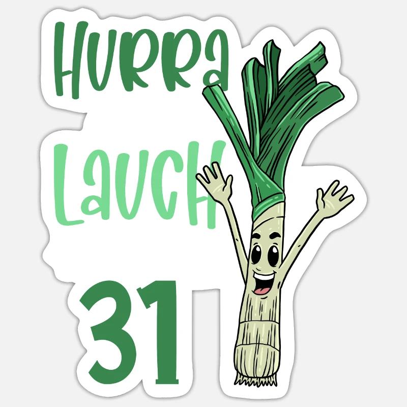 Hurra der Lauch wird 31 - Sticker Größe S (10 x 10 cm) - Mattweiß