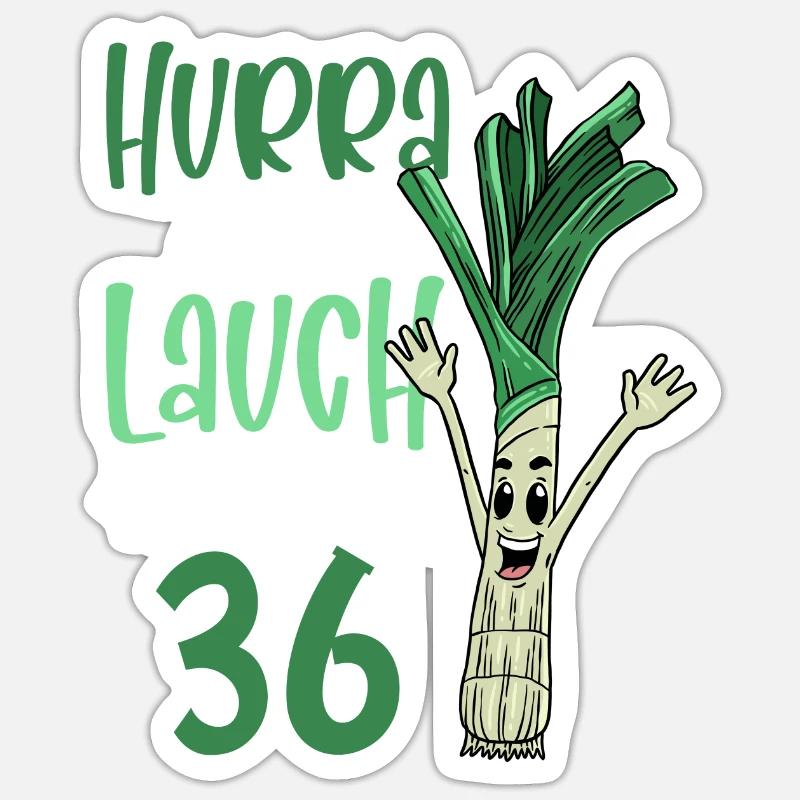 Hurra der Lauch wird 36 - Sticker Größe S (10 x 10 cm) - Mattweiß