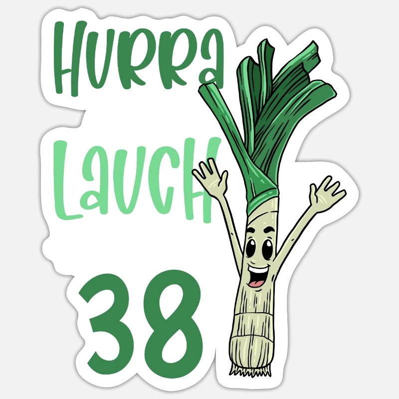Hurra der Lauch wird 38 - Sticker Größe S (10 x 10 cm) - Mattweiß