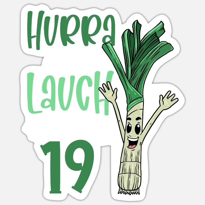 Hurra der Lauch wird 19 - Sticker Größe S (10 x 10 cm) - Mattweiß