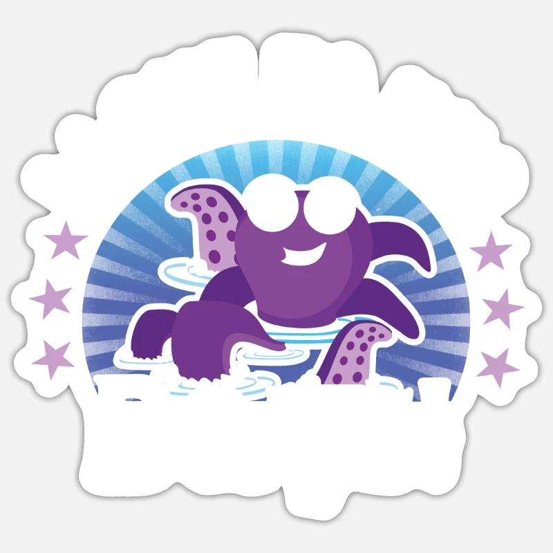 Pieuvre - Sticker taille S (10 x 10 cm) - blanc mat