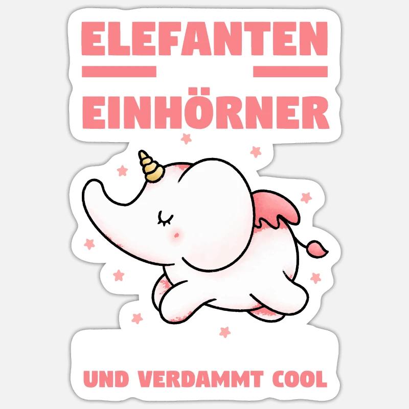 Dickhäuter Rüsseltier Einhorn Elefant - Sticker Größe S (10 x 10 cm) - Mattweiß