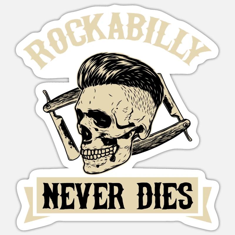 rockabilly never dies - Sticker size S (10 x 10 cm) - white matte