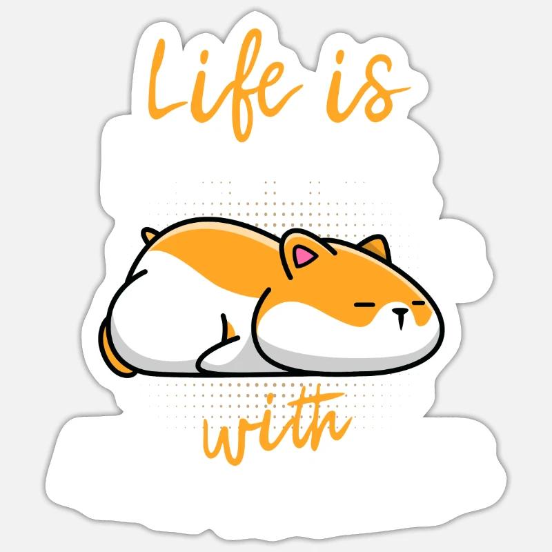 Life Is Better With Hamsters - Sticker Größe S (10 x 10 cm) - Mattweiß