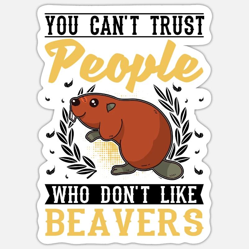Biber Biberdamm Geschenk Beaver - Sticker Größe S (10 x 10 cm) - Mattweiß