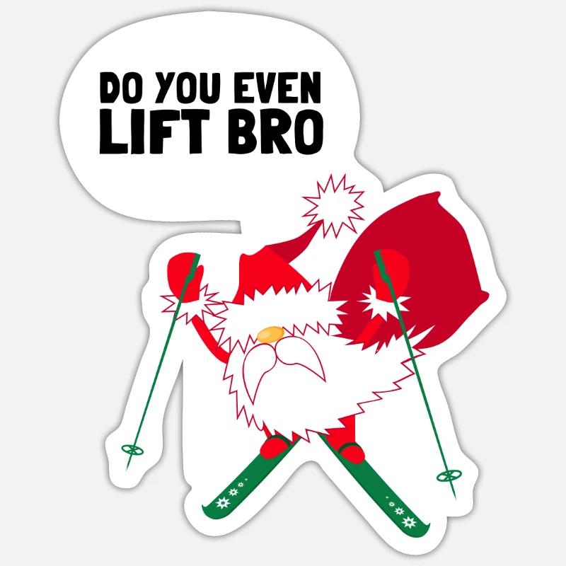 Soulevez-vous même Bro Ski - Sticker taille S (10 x 10 cm) - blanc mat