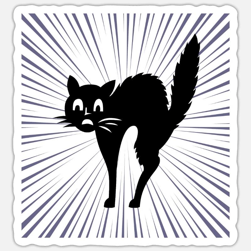 Chat noir - Sticker taille S (10 x 10 cm) - blanc mat