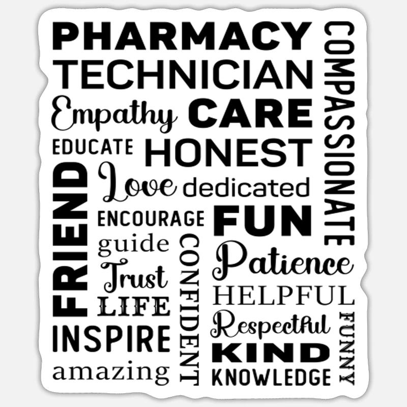Pharmacy Technician Tech Medicine Pharmacist - Sticker Größe S (10 x 10 cm) - Mattweiß