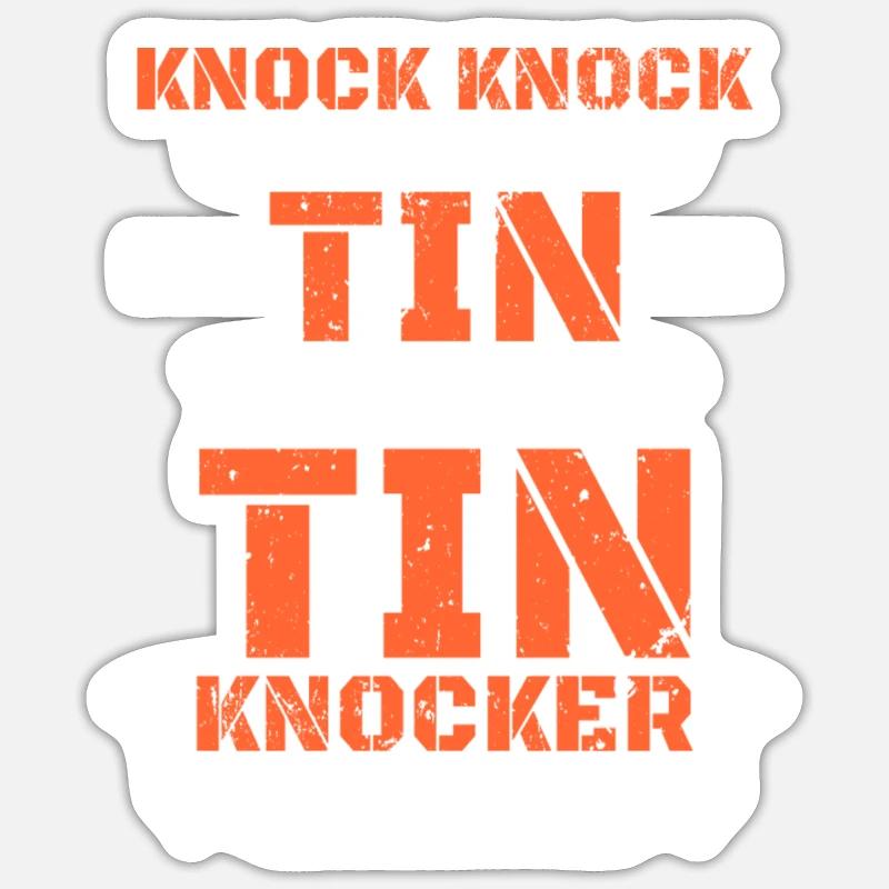 Distressed Tin Knocker Dad Joke Knock Knock Sticker size S (10 x 10 cm)