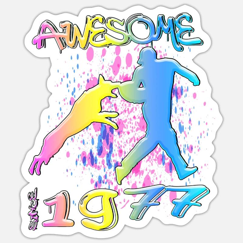 Awesome since 1977. Agility, Hundetraining - Sticker size S (10 x 10 cm) - white matte