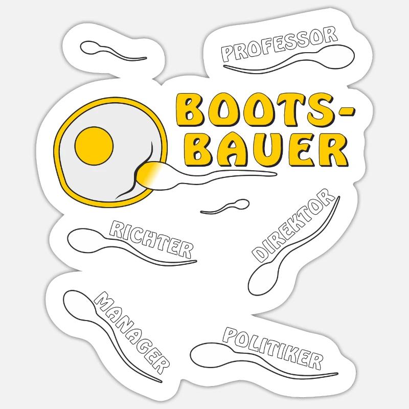 BOOTSBAUER - Sticker Größe S (10 x 10 cm) - Mattweiß