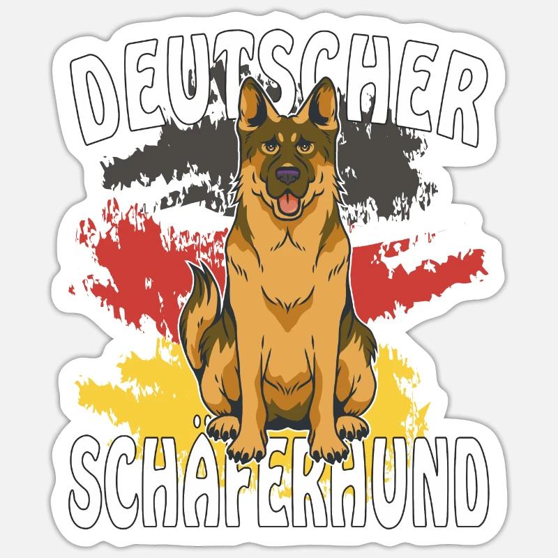 DEUTSCHER SCHÄFERHUND - Sticker Größe S (10 x 10 cm) - Mattweiß
