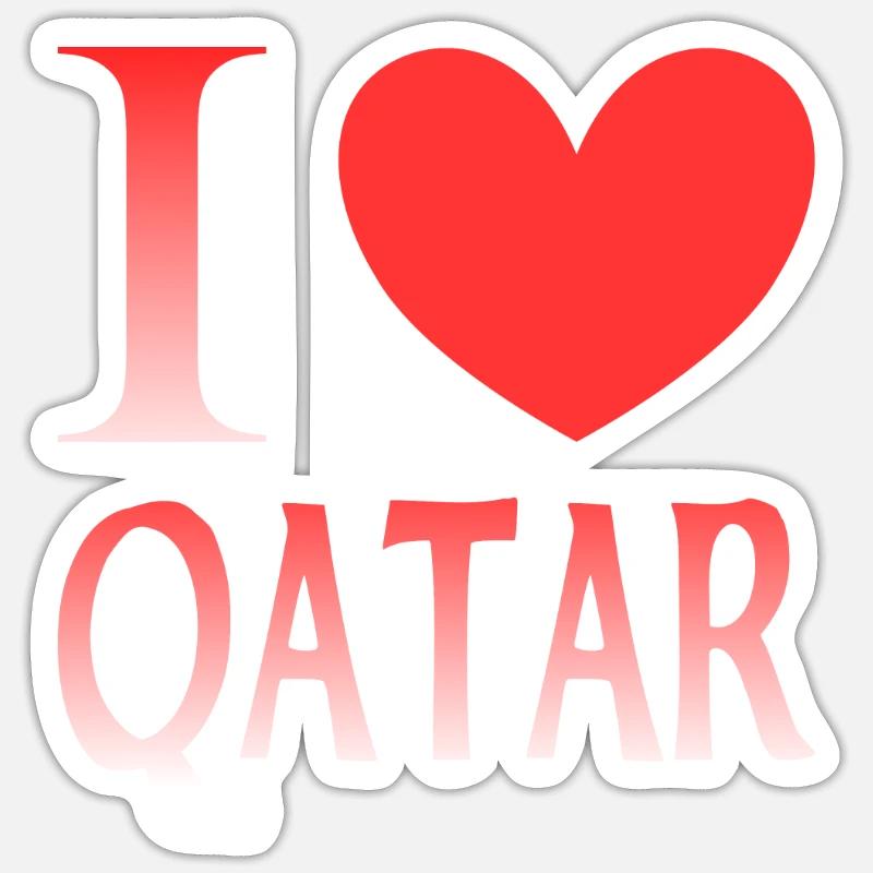 J’adore le Qatar - Sticker taille S (10 x 10 cm) - blanc mat
