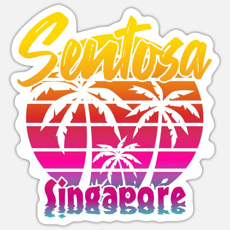 Sentosa Singapour - Sticker taille S (10 x 10 cm) - blanc mat
