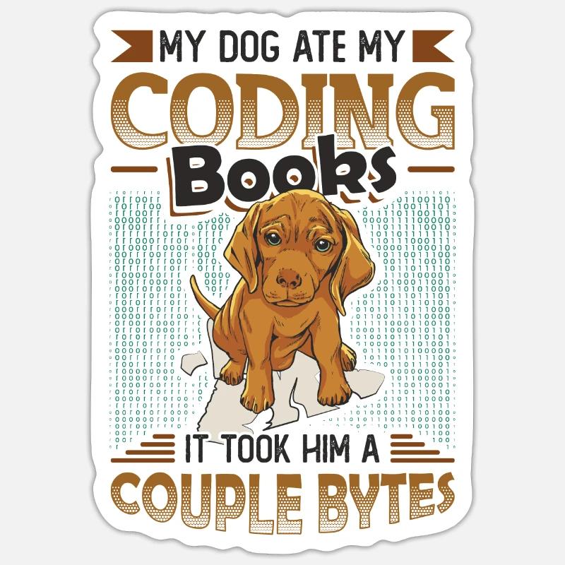 Hund Bytes Code Computer Witz Programmierung Sticker Größe S (10 x 10 cm)