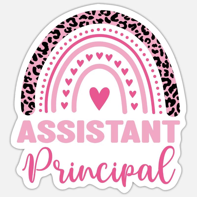 Autocollants arc-en-ciel léopard principal adjoint - Sticker taille S (10 x 10 cm) - blanc mat