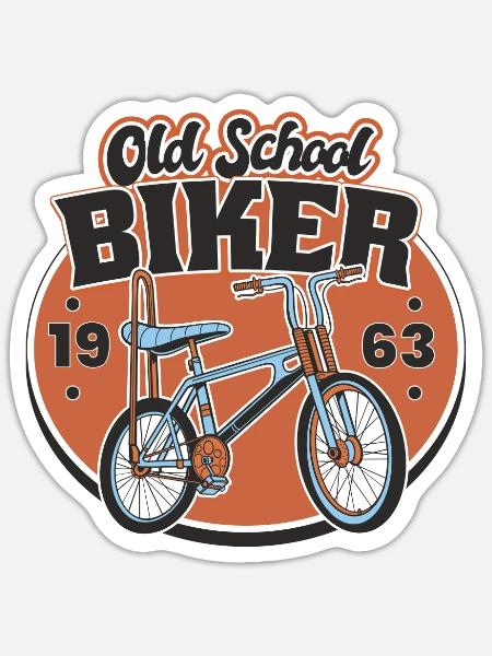 Old School Biker 1963. 61. Geburtstag - Sticker Größe S (10 x 10 cm) - Mattweiß
