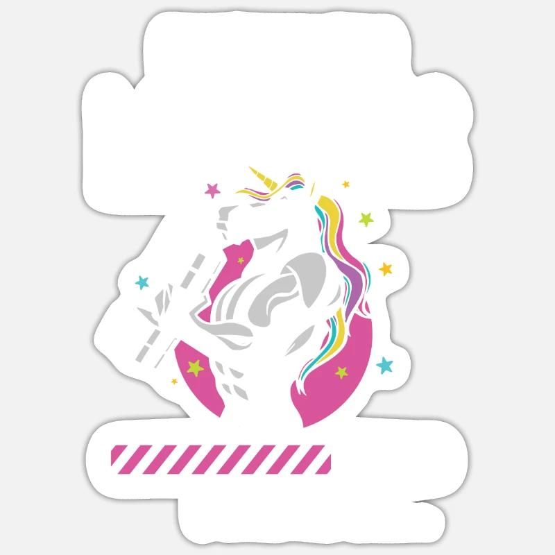 Installing Muscles Loading Workout Gym Unicorn - Sticker Größe S (10 x 10 cm) - Mattweiß