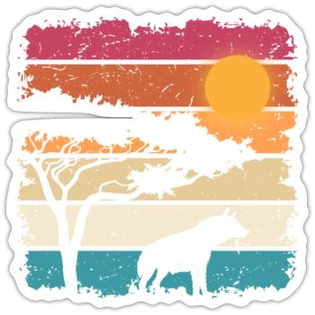 Hyène vintage - Sticker taille S (10 x 10 cm) - blanc mat - Devant