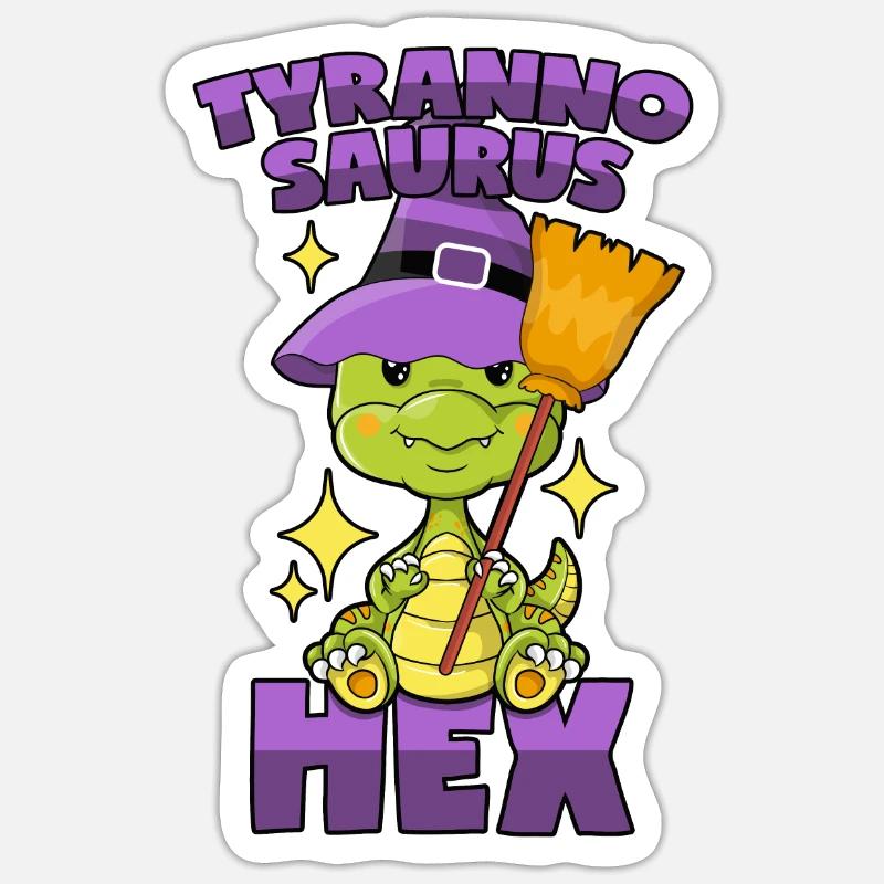 Tyrannosaure hexagonal - Sticker taille S (10 x 10 cm) - blanc mat