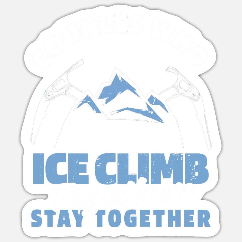 Eisklettern Paar - Sticker Größe S (10 x 10 cm) - Mattweiß