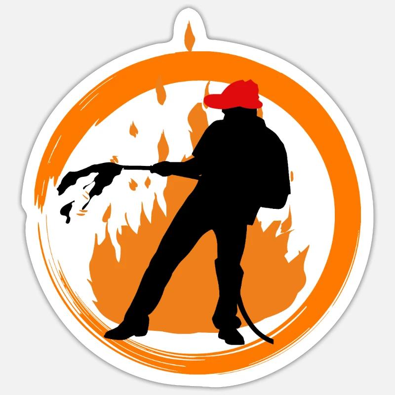 Fireman - Sticker size S (10 x 10 cm) - white matte