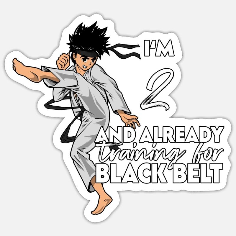 I’m 2 - Garçon Karaté - Sticker taille S (10 x 10 cm) - blanc mat