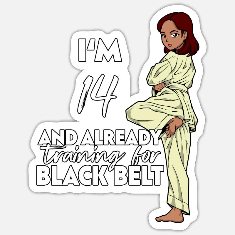 Ich bin 14 - Mädchen Karate Sticker Größe S (10 x 10 cm)