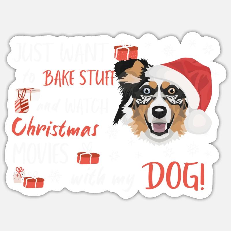 Berger australien Joyeux Noël - Sticker taille S (10 x 10 cm) - blanc mat