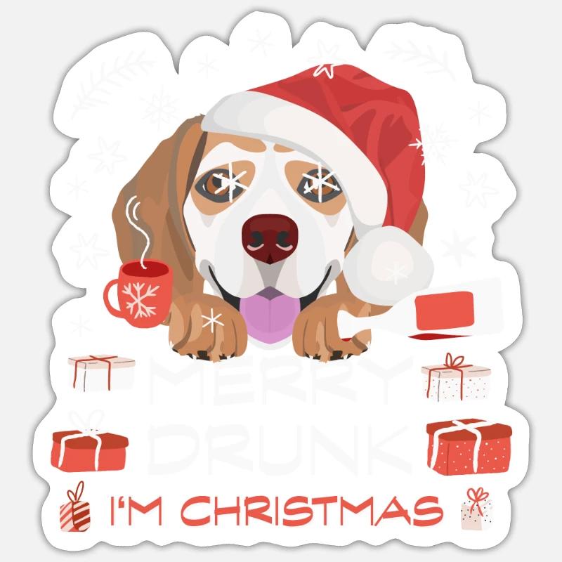 Marché de Noël de Beagle Sticker taille S (10 x 10 cm)