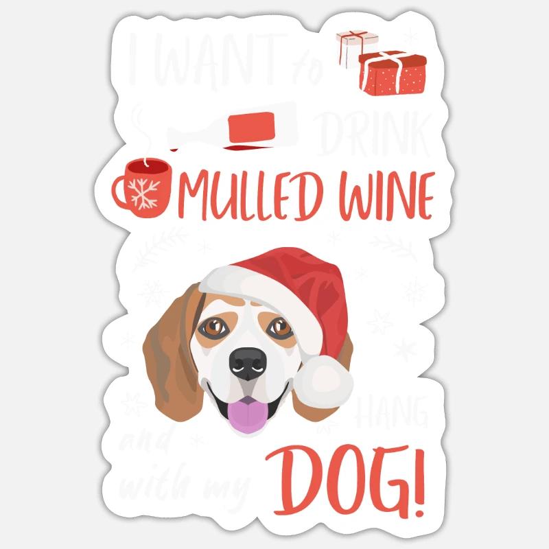 Beagle Mulled Wine Christmas - Sticker size S (10 x 10 cm) - white matte