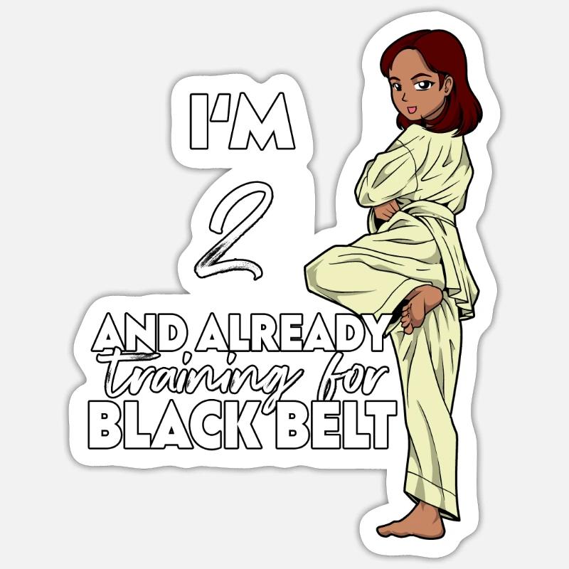 Ich bin 2 - Mädchen Karate - Sticker Größe S (10 x 10 cm) - Mattweiß