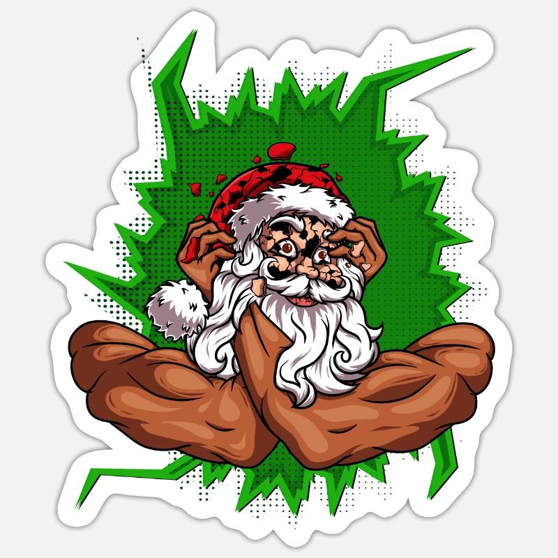 Weihnachtsmann mit Arme - Sticker Größe S (10 x 10 cm) - Mattweiß