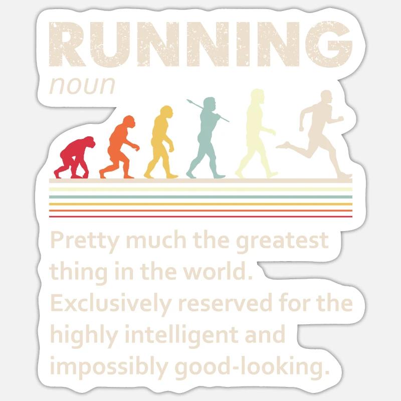 Running Evolution Lustige Definition für Läufer - Sticker Größe S (10 x 10 cm) - Mattweiß