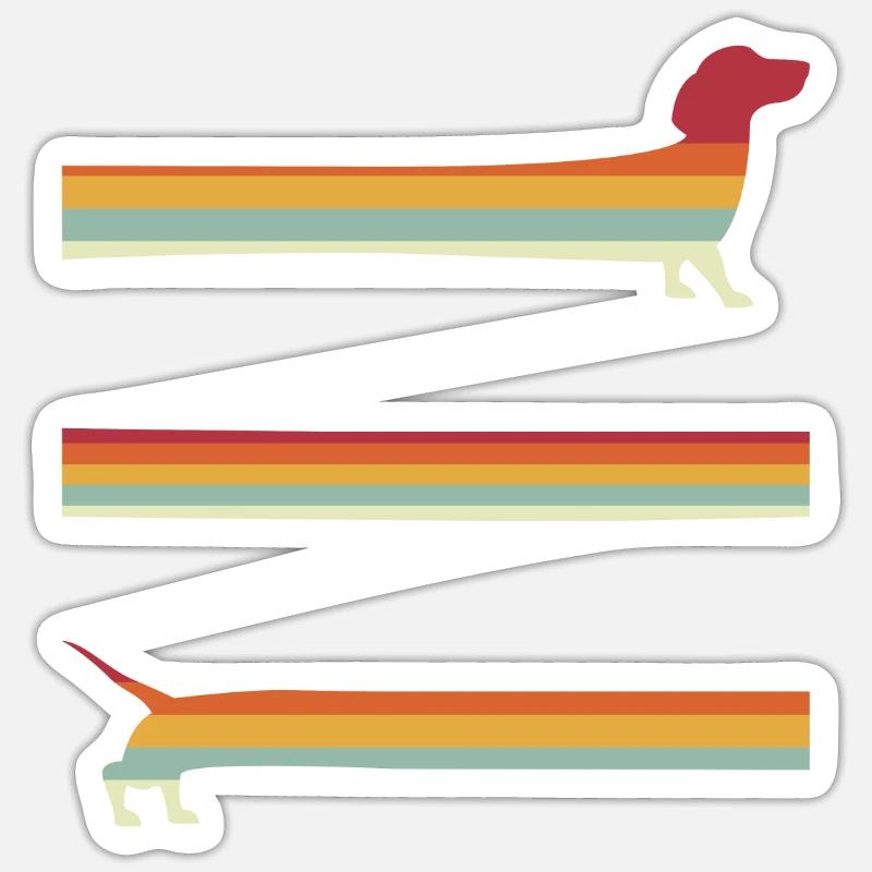 Extra langer Retro Dackel - Sticker Größe S (10 x 10 cm) - Mattweiß