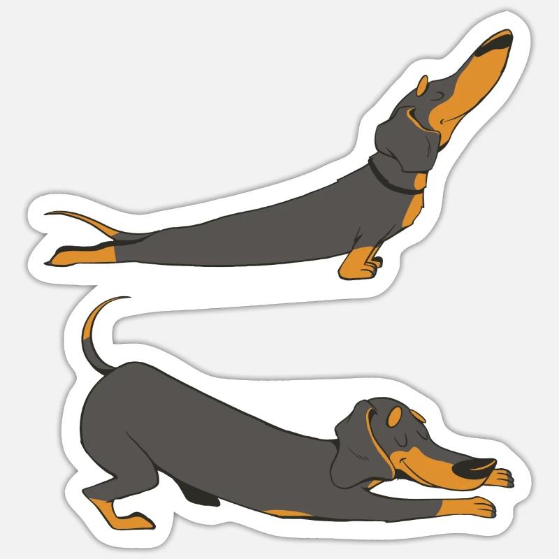 Teckel étiré - Sticker taille S (10 x 10 cm) - blanc mat