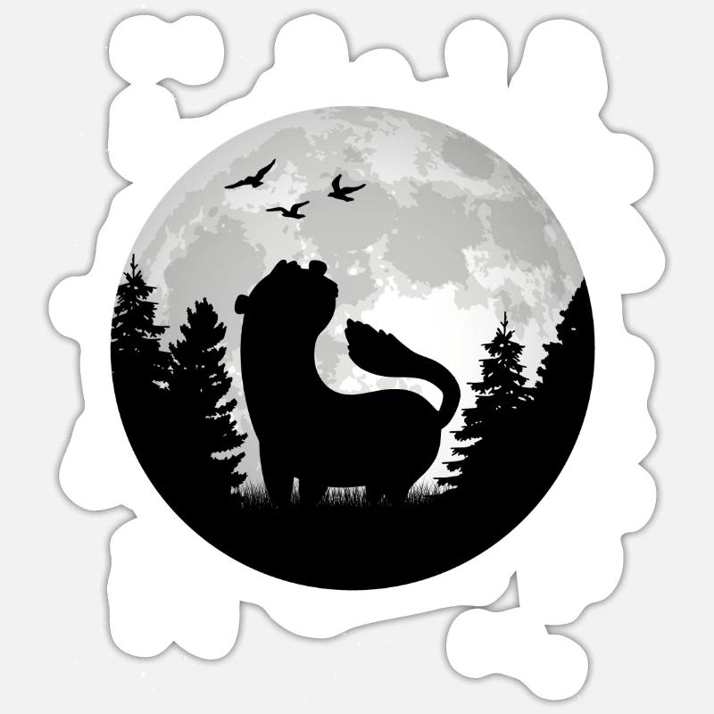 Ferret Moon Ferret Weasel - Sticker taille S (10 x 10 cm) - blanc mat