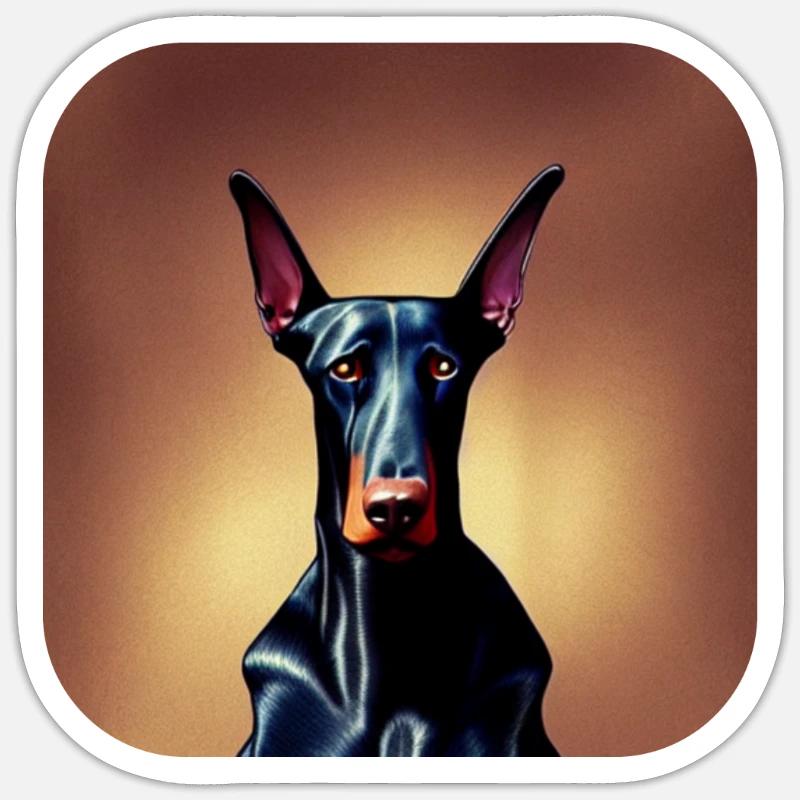 Dobermann - Sticker Größe S (10 x 10 cm) - Mattweiß