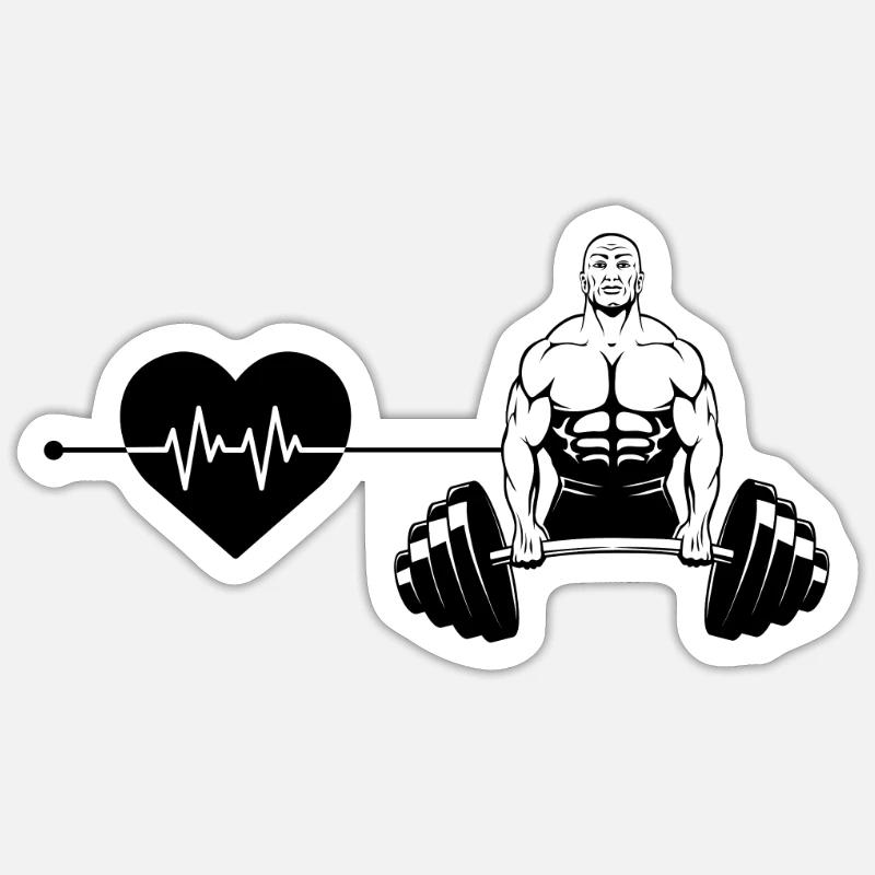 Rythme cardiaque de musculation - Sticker taille S (10 x 10 cm) - blanc mat