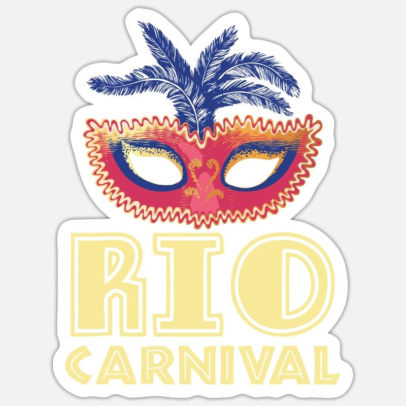 Carnaval de Rio de Janeiro Carnaval de Rio de Janeiro Masque Brasili - Sticker taille S (10 x 10 cm) - blanc mat