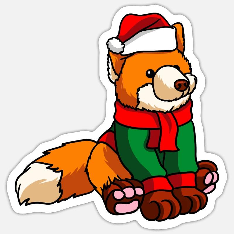 Fox with Christmas Sweater - Sticker size S (10 x 10 cm) - white matte