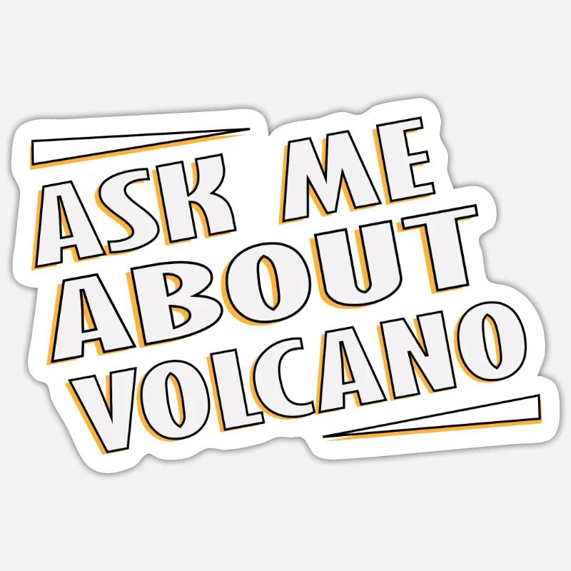 Demandez-moi un cadeau avec volcan - Sticker taille S (10 x 10 cm) - blanc mat