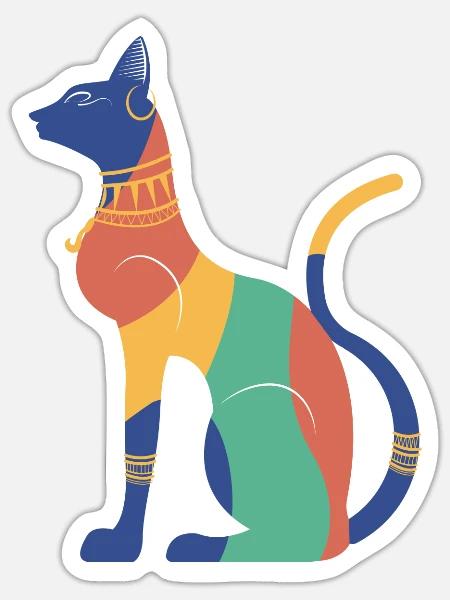 Bastet Ägyptische Katze Ägypten Pyramide - Sticker Größe S (10 x 10 cm) - Mattweiß