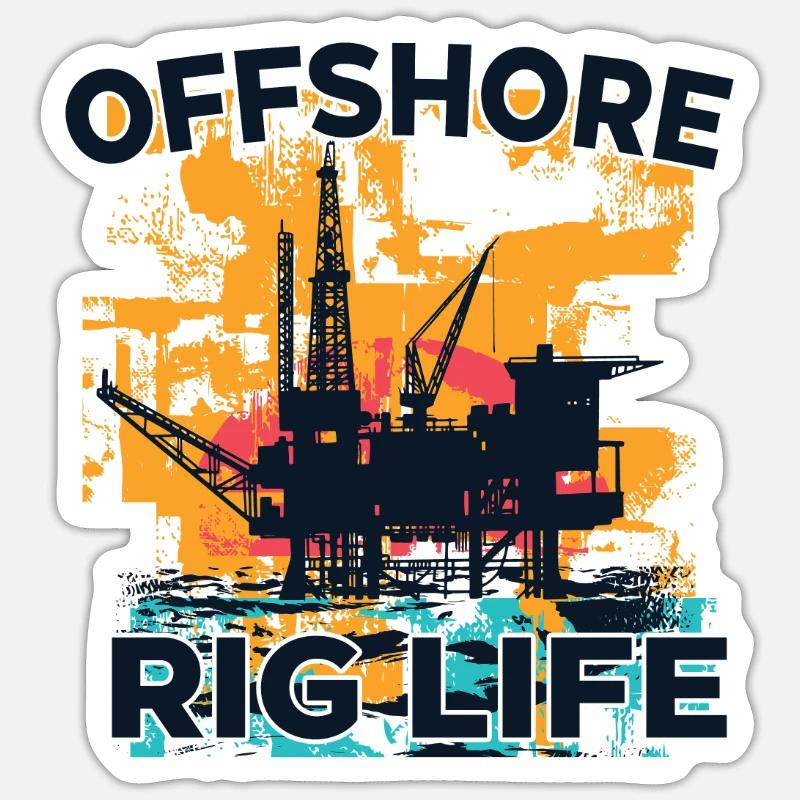 Durée de vie de la plate-forme offshore - Sticker taille S (10 x 10 cm) - blanc mat