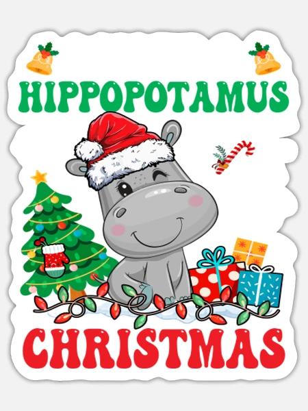 I Want A Hippopotamus For Christmas Lights Santa - Sticker Größe S (10 x 10 cm) - Mattweiß