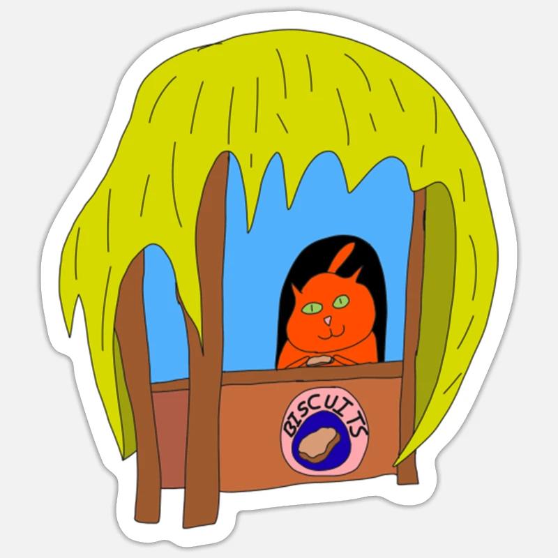 Funny Colorful Cat Making Biscuits Sticker size S (10 x 10 cm)