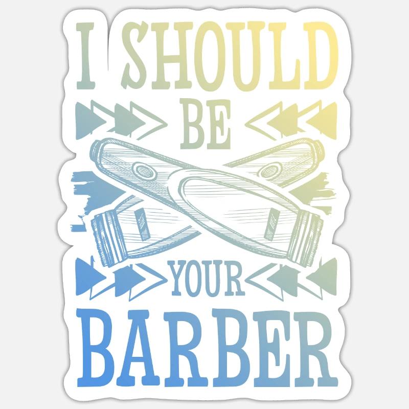 Coiffeur de barbier - Sticker taille S (10 x 10 cm) - blanc mat
