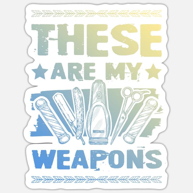 Armes de barbier - Sticker taille S (10 x 10 cm) - blanc mat