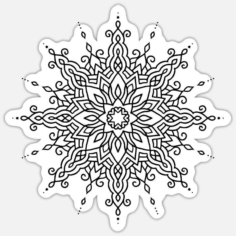 Fleur Mandala - Sticker taille S (10 x 10 cm) - blanc mat